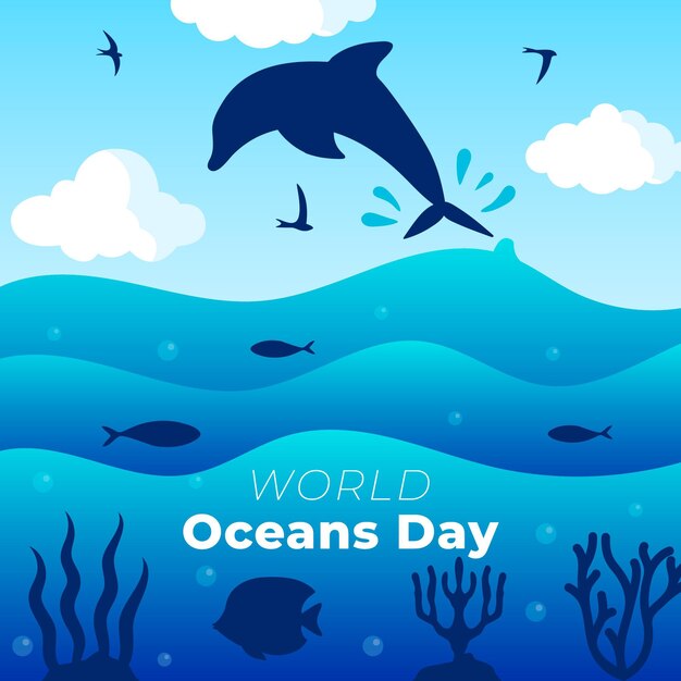 Всемирный день океанов плоский дизайн