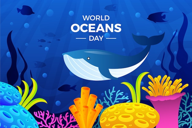 Free vector world oceans day gradient background