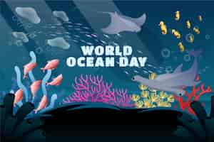 Free vector world oceans day gradient background