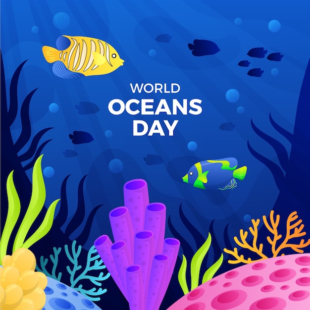 World oceans day gradient illustration