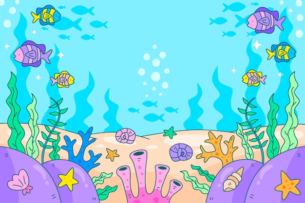 Free vector world oceans day hand drawn background