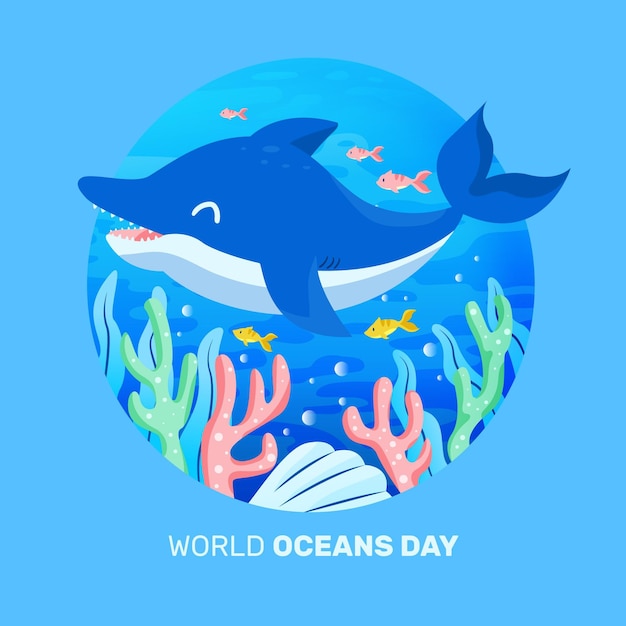 Free vector world oceans day hand drawn design