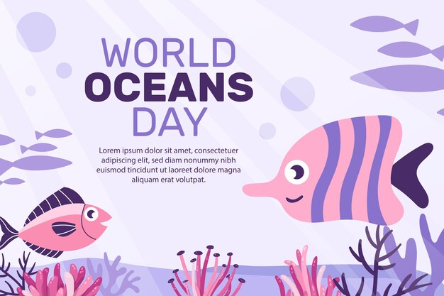 Free vector world oceans day hand drawn flat background