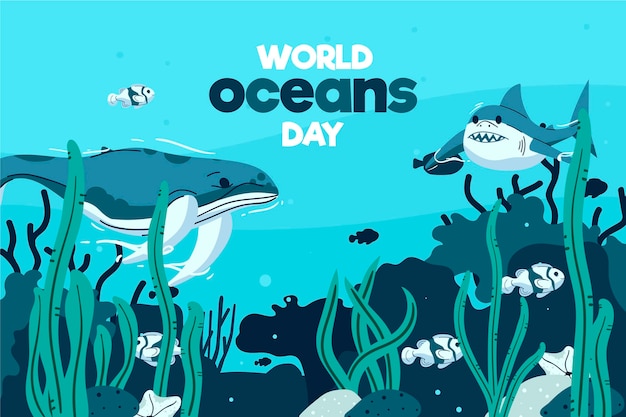 Free vector world oceans day illustrated