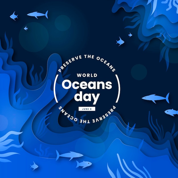 Free vector world oceans day illustration in paper style