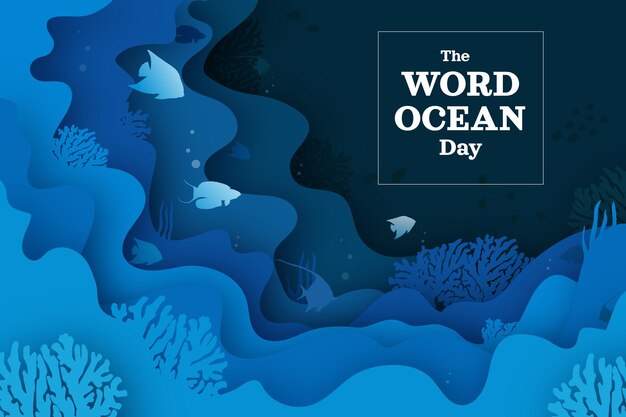 종이 스타일의 세계 바다의 날 그림