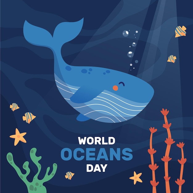World oceans day illustration theme