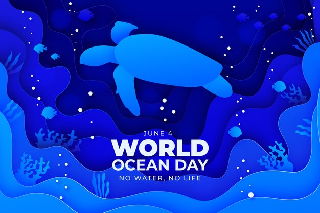 World oceans day paper style background