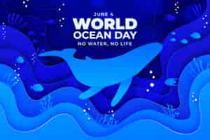 Free vector world oceans day paper style background