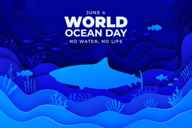 Free vector world oceans day paper style background