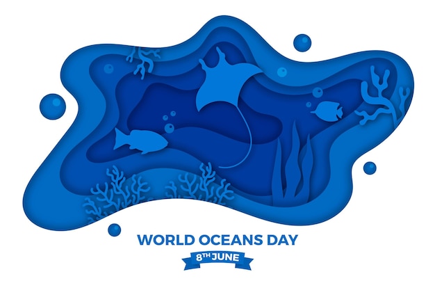 World oceans day in paper style