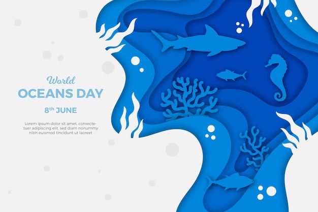 World oceans day in paper style