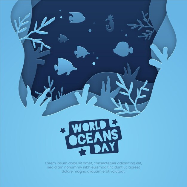 world oceans day in paper style