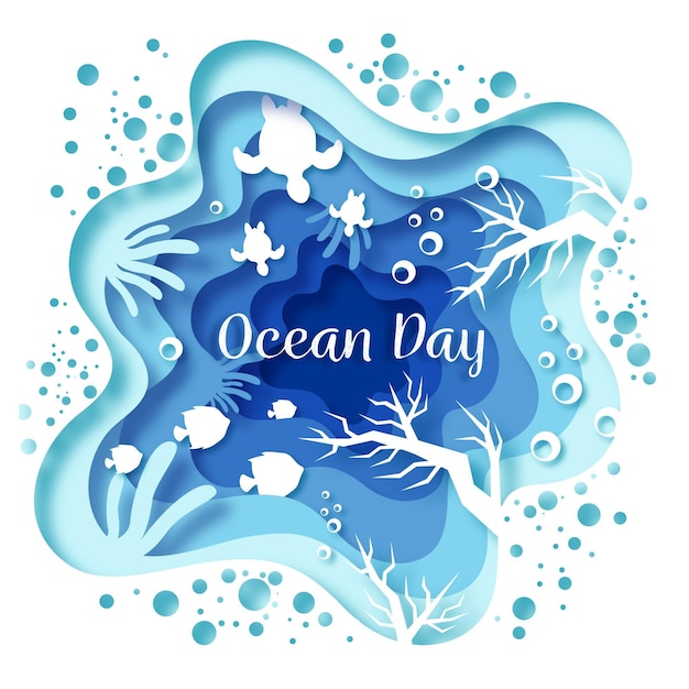 World oceans day in paper style