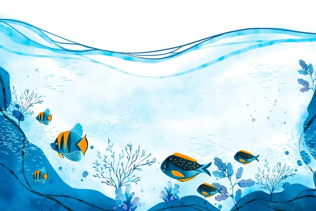 World oceans day watercolor background