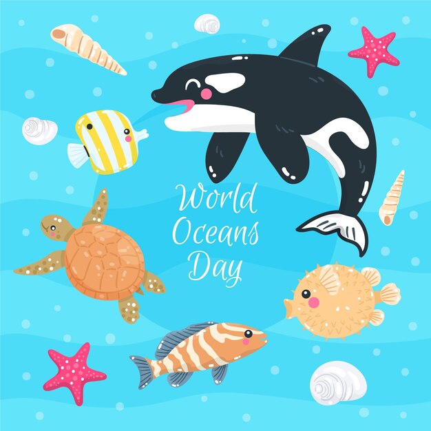 海洋動物と世界海の日
