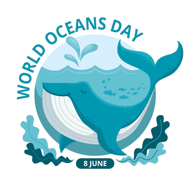 Free vector world oceans day with whale