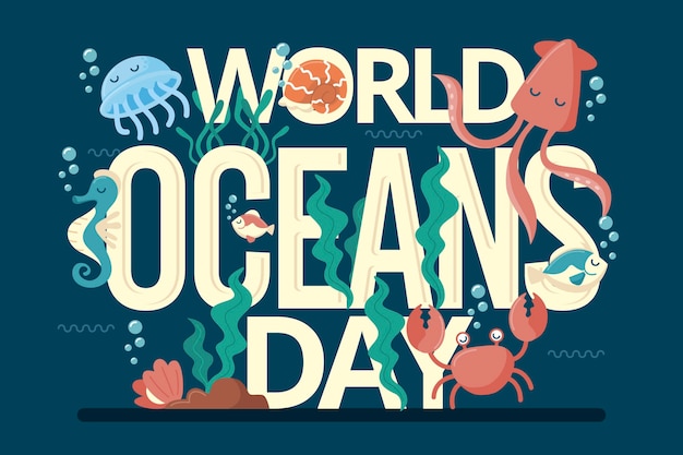 Free vector world oceans day