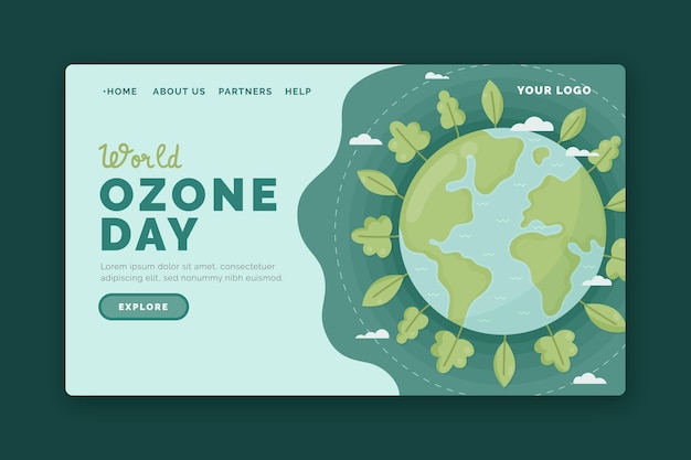 Free vector world ozone day landing page template