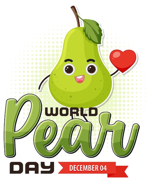 Vettore gratuito testo della giornata mondiale della pera per il design di banner o poster