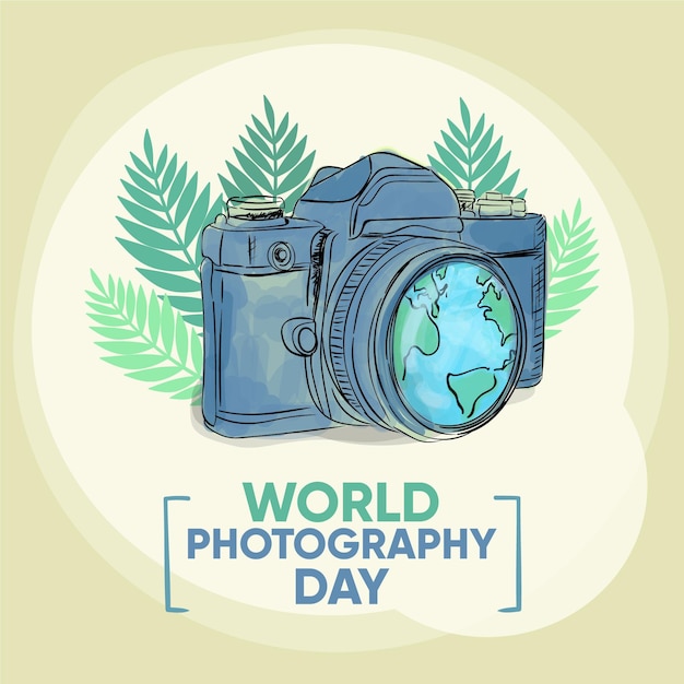 World photography day camera and earth
