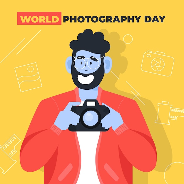 Free vector world photography day in flat design