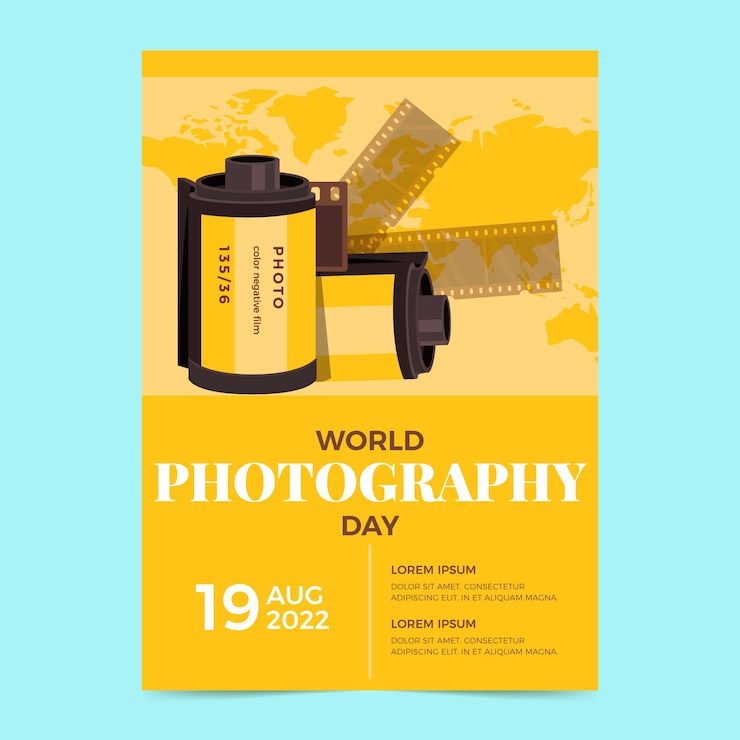 Free Vector world photography day hand drawn flat poster
