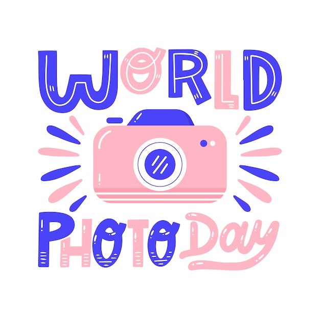 Free vector world photography day lettering