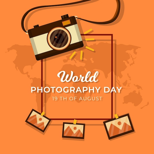 Free vector world photography day with camera