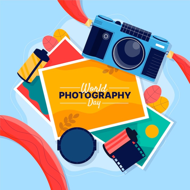 World photography day with film and camera