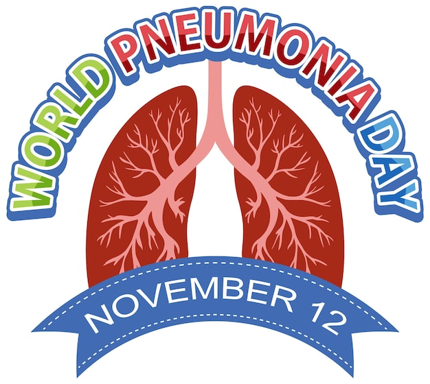 Vettore gratuito design del logo della giornata mondiale della polmonite