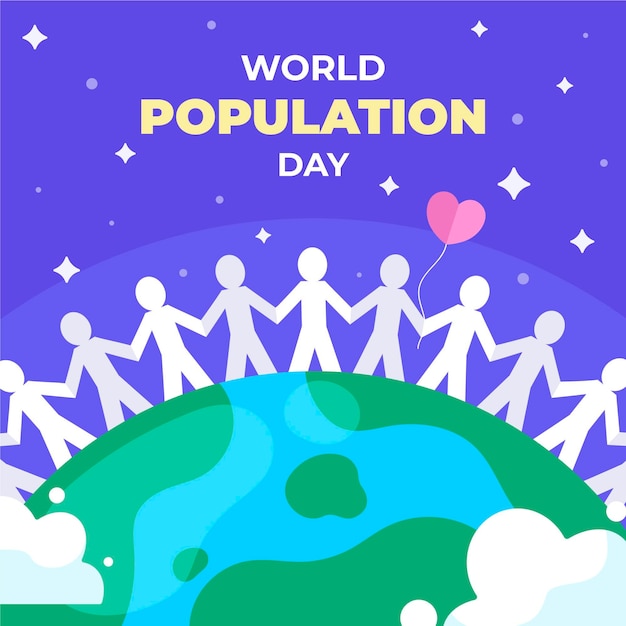 Бесплатное векторное изображение Иллюстрация празднования всемирного дня народонаселения