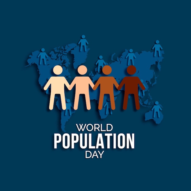종이 스타일의 세계 인구의 날 그림