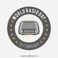 Free vector world radio day background in retro style