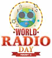 Free vector world radio day banner