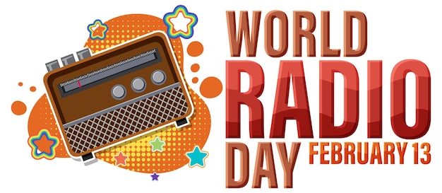 Free vector world radio day banner