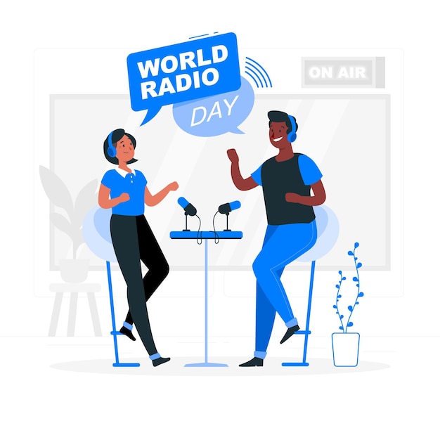 Free vector world radio day concept illustration