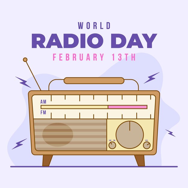 세계 라디오의 날 평면 디자인 배경