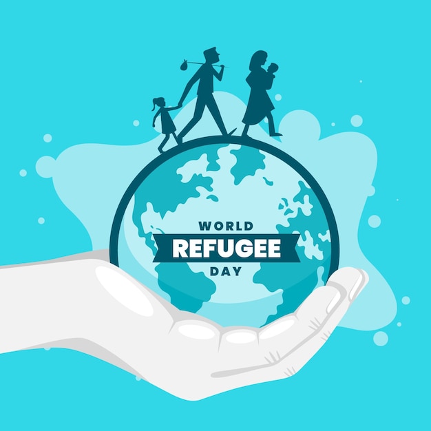 Free vector world refugee day celebration