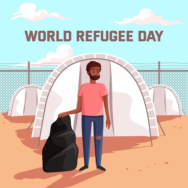 Free vector world refugee day celebration