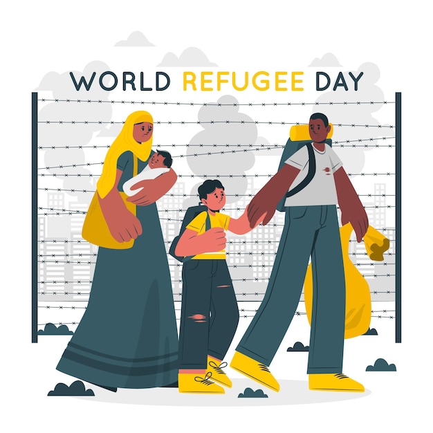 World refugee day concept illustration