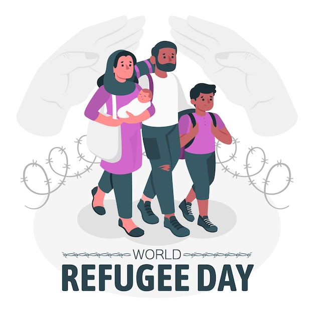 Free vector world refugee day concept illustration