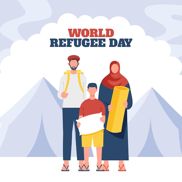 Free vector world refugee day concept