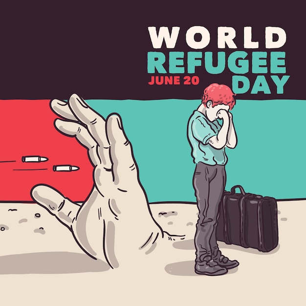 Free vector world refugee day concept