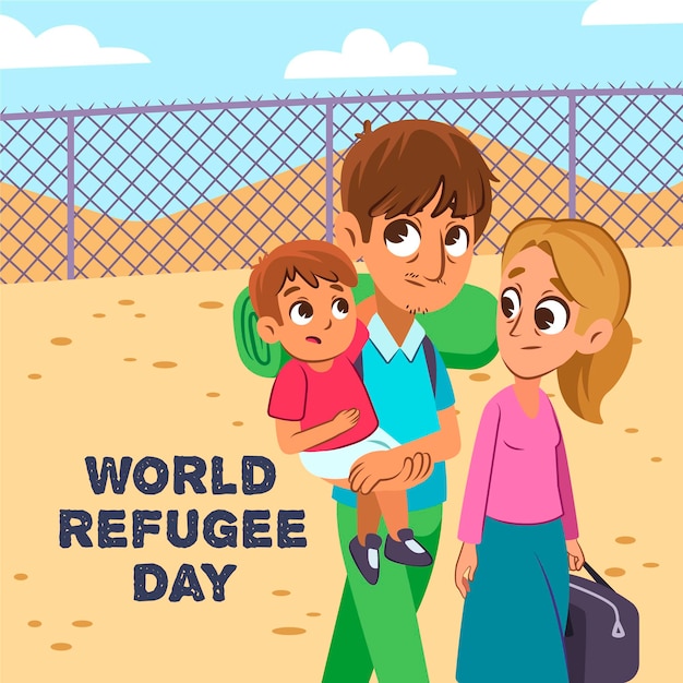 Free vector world refugee day concept