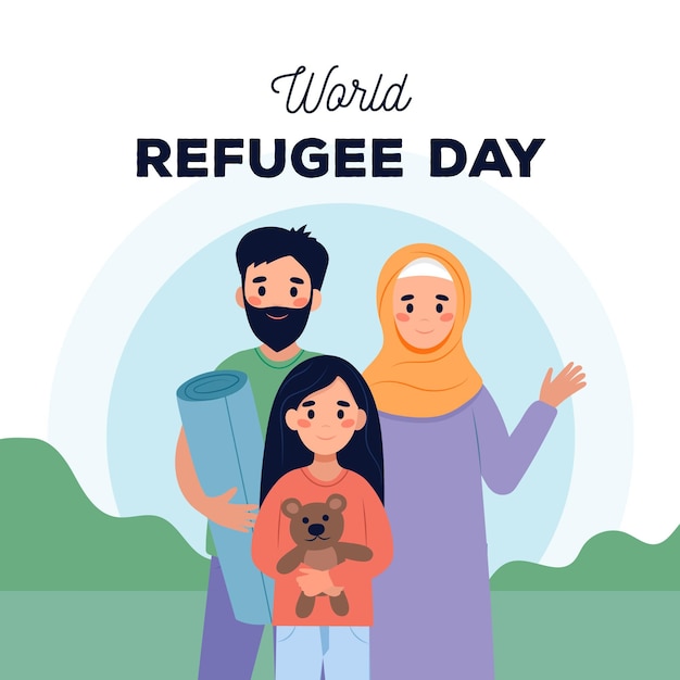 World refugee day in flat design