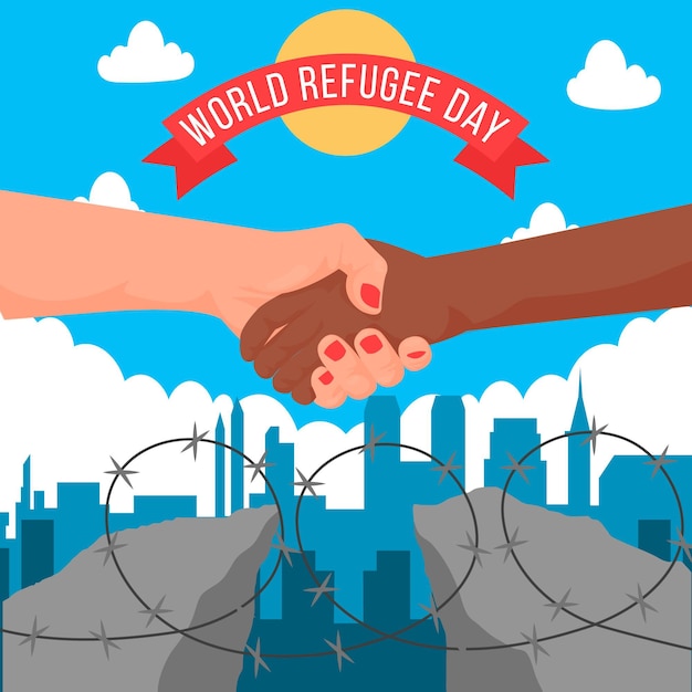 World refugee day flat design