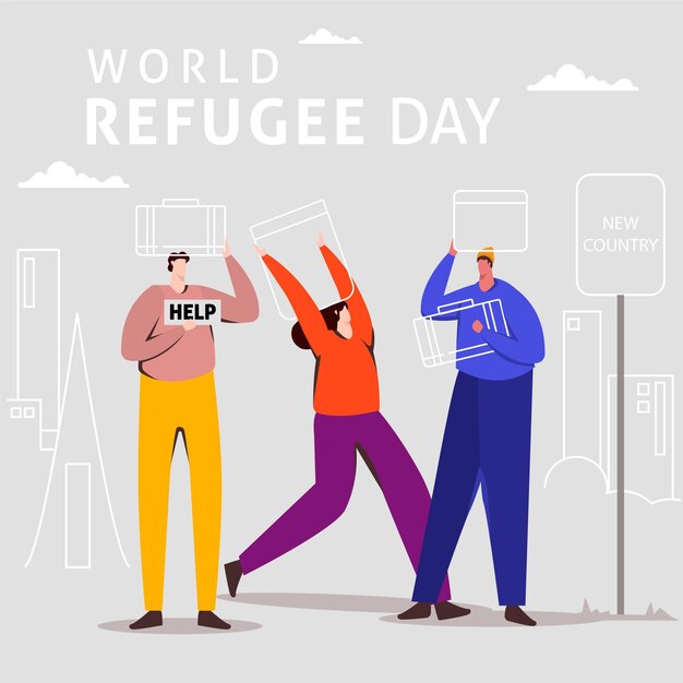 世界難民の日イラストコンセプト