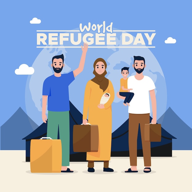 World refugee day illustrated design