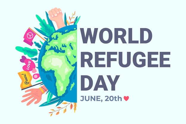 World refugee day with planet